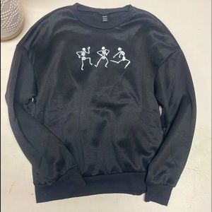 black skeleton crew neck